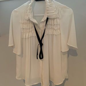 White Ruffle Dress Top